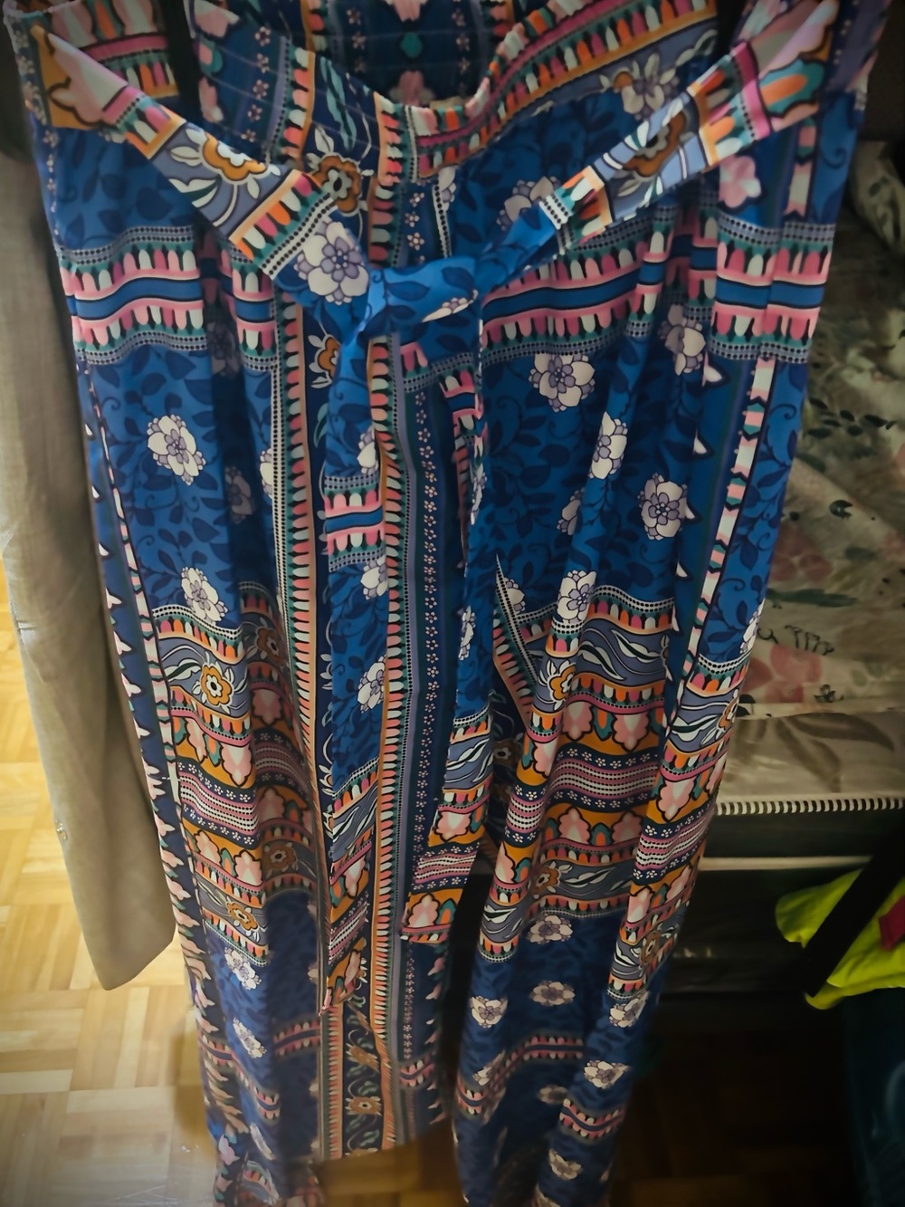 Rachel Zoe Blue Floral & Multi-Print Wide-Leg Pants size M